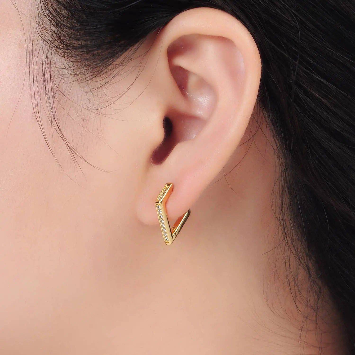 24K Gold Filled Pave CZ Geometric Hoop Earrings* Janine Gerade