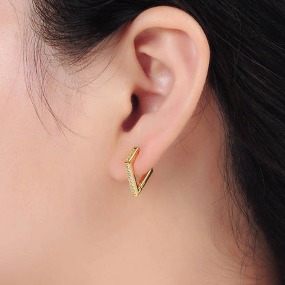 24K Gold Filled Pave CZ Geometric Hoop Earrings* Janine Gerade
