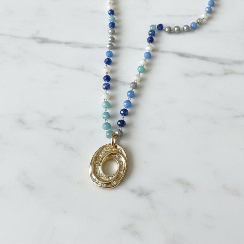 Cubic Zirconia, Glass & 14K Gold Fill Chain Necklace