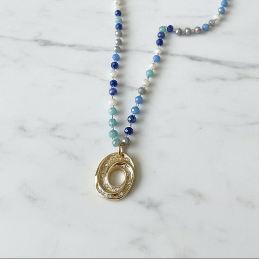 Cubic Zirconia, Glass & 14K Gold Fill Chain Necklace