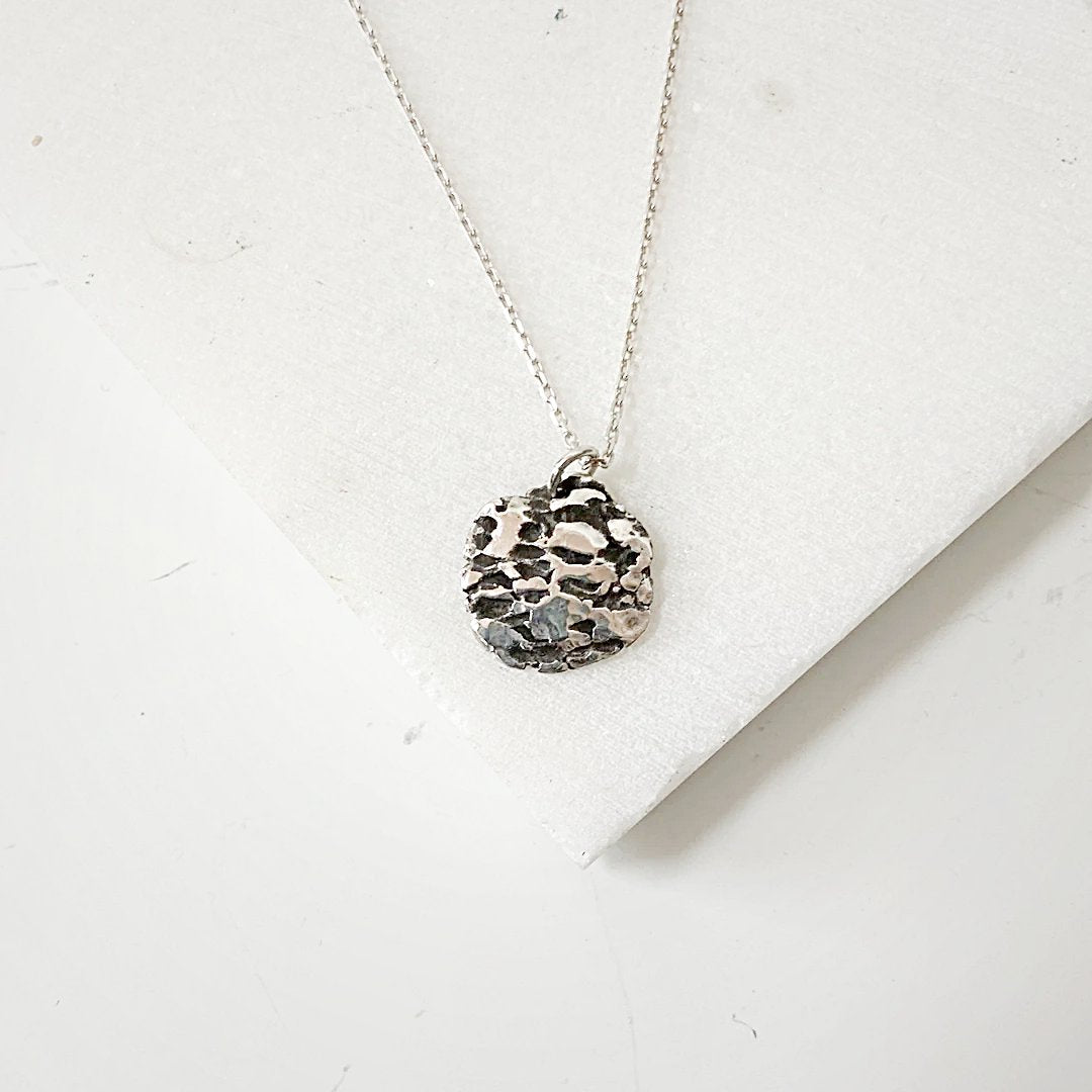 Medallion Necklace, Recycled Silver Necklace, Long Layering Necklace Uni-T Janine Gerade