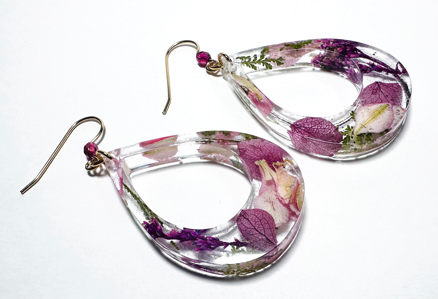 Pressed Flower Earrings/Real Flower Earrings/Resin Flower-Uni-T Janine Design