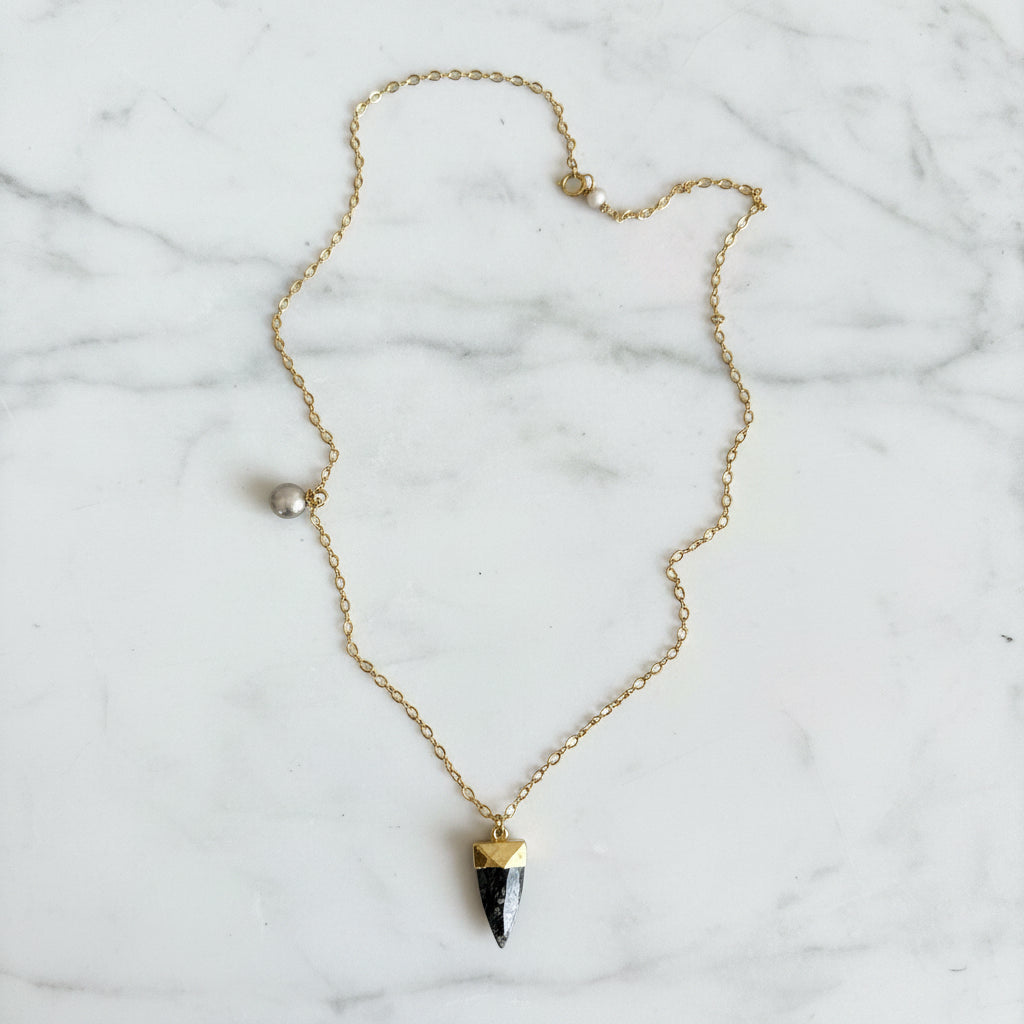 Rutile Quartz, Pearl 14K Gold Fill Necklace