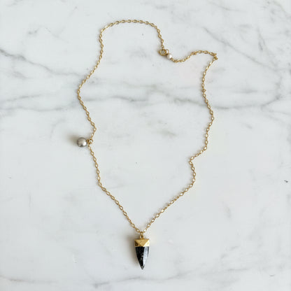 Rutile Quartz, Pearl 14K Gold Fill Necklace