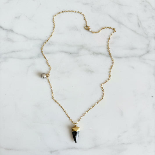 Rutile Quartz, Pearl 14K Gold Fill Necklace