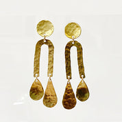 Rain Drops &amp; Moon Earrings // Brass Geometric Earrings Uni-T 