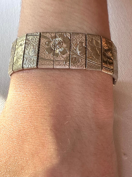 Vintage Brass Mesh Engraved Bracelet*
