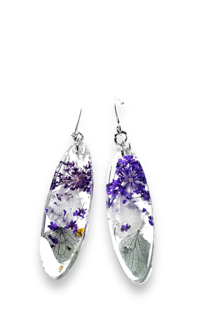 Pressed Flower Earrings/Real Flower Earrings/Resin Flower-Uni-T Janine Design