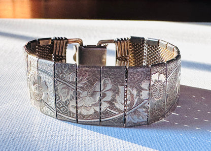 Vintage Brass Mesh Engraved Bracelet*