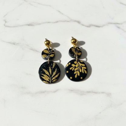 Black and Gold Disk Earrings*
