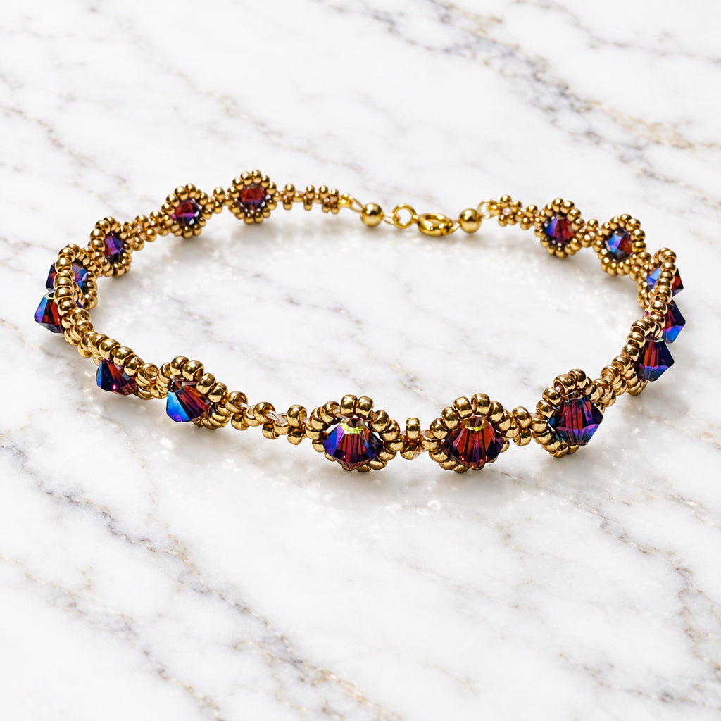 Beaded Woven Crystal Bracelet