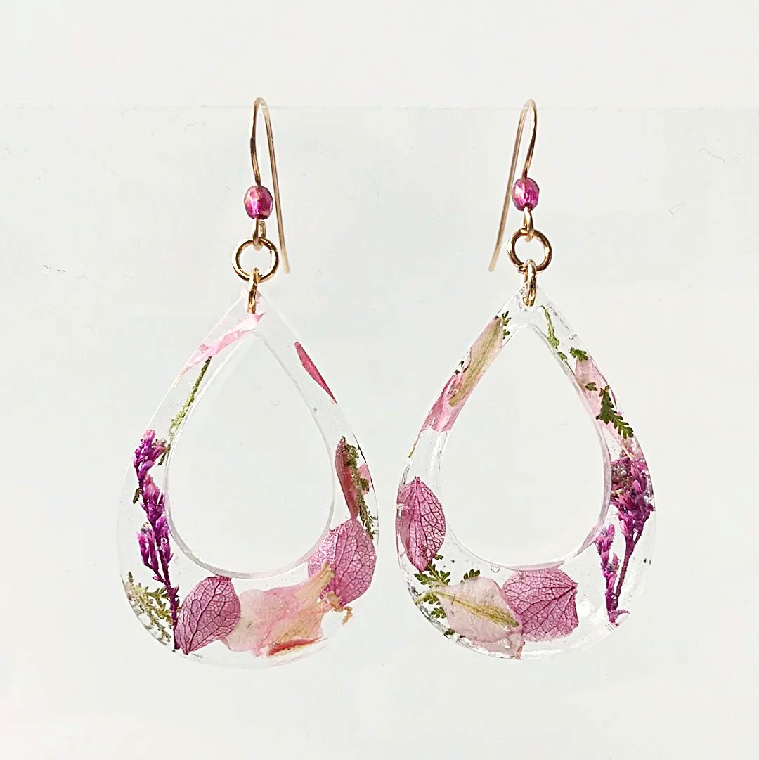 Pressed Flower Earrings/Real Flower Earrings/Resin Flower-UNI-T Janine Gerade