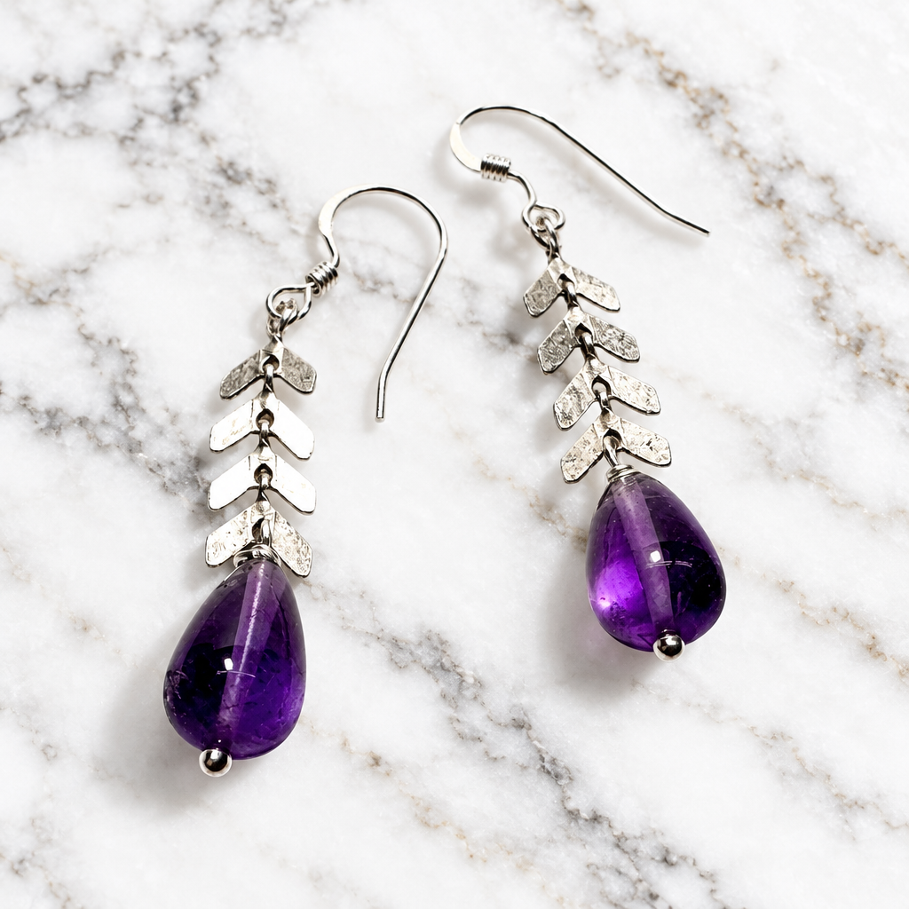 Amethyst Chevron Earrings
