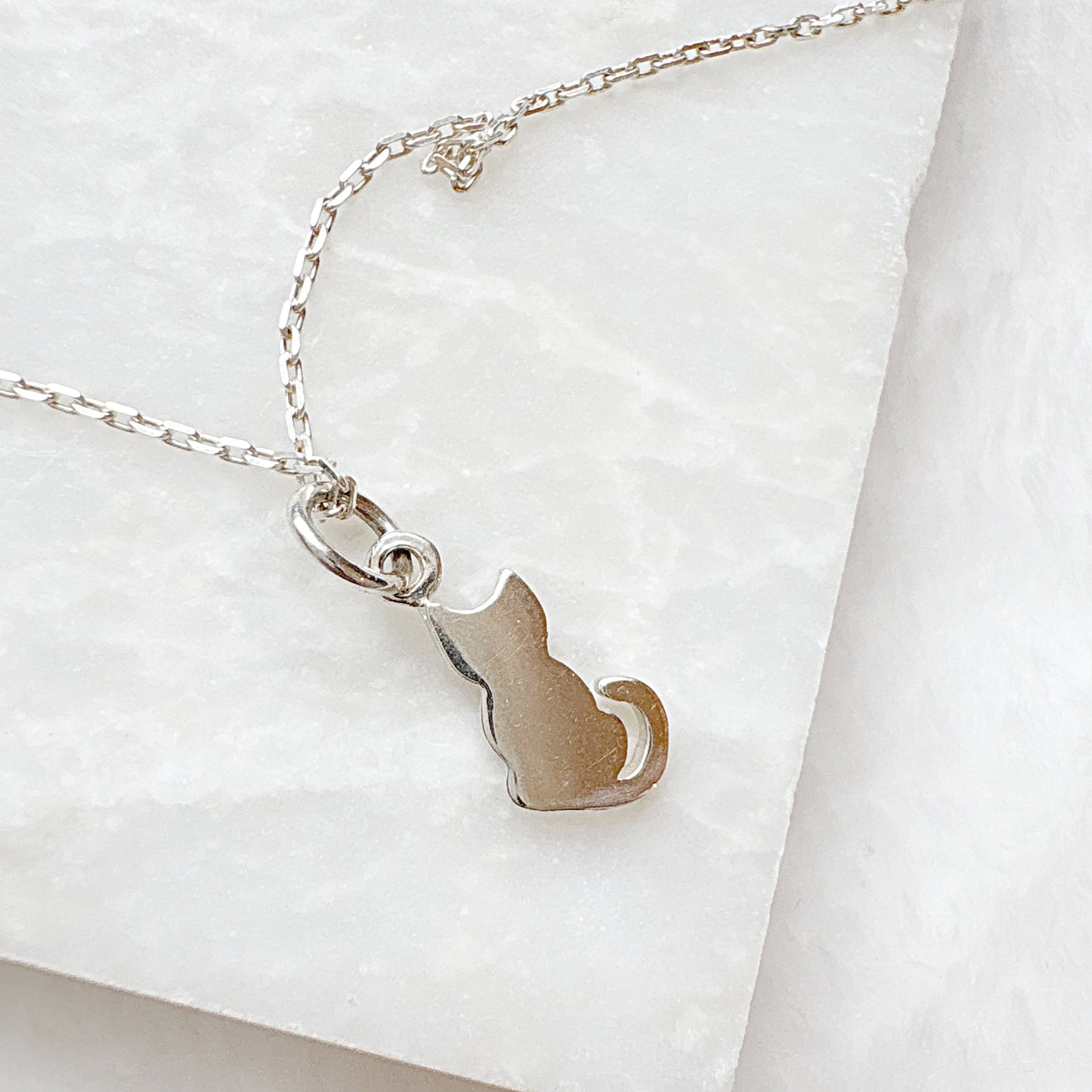 Tiny silver cat necklace