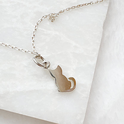 Tiny silver cat necklace