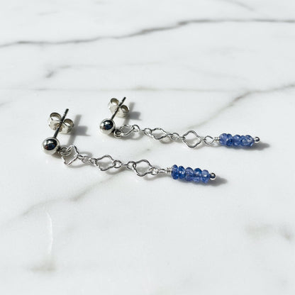 Chain Stud Earrings-Iolite Gemstone Earrings*