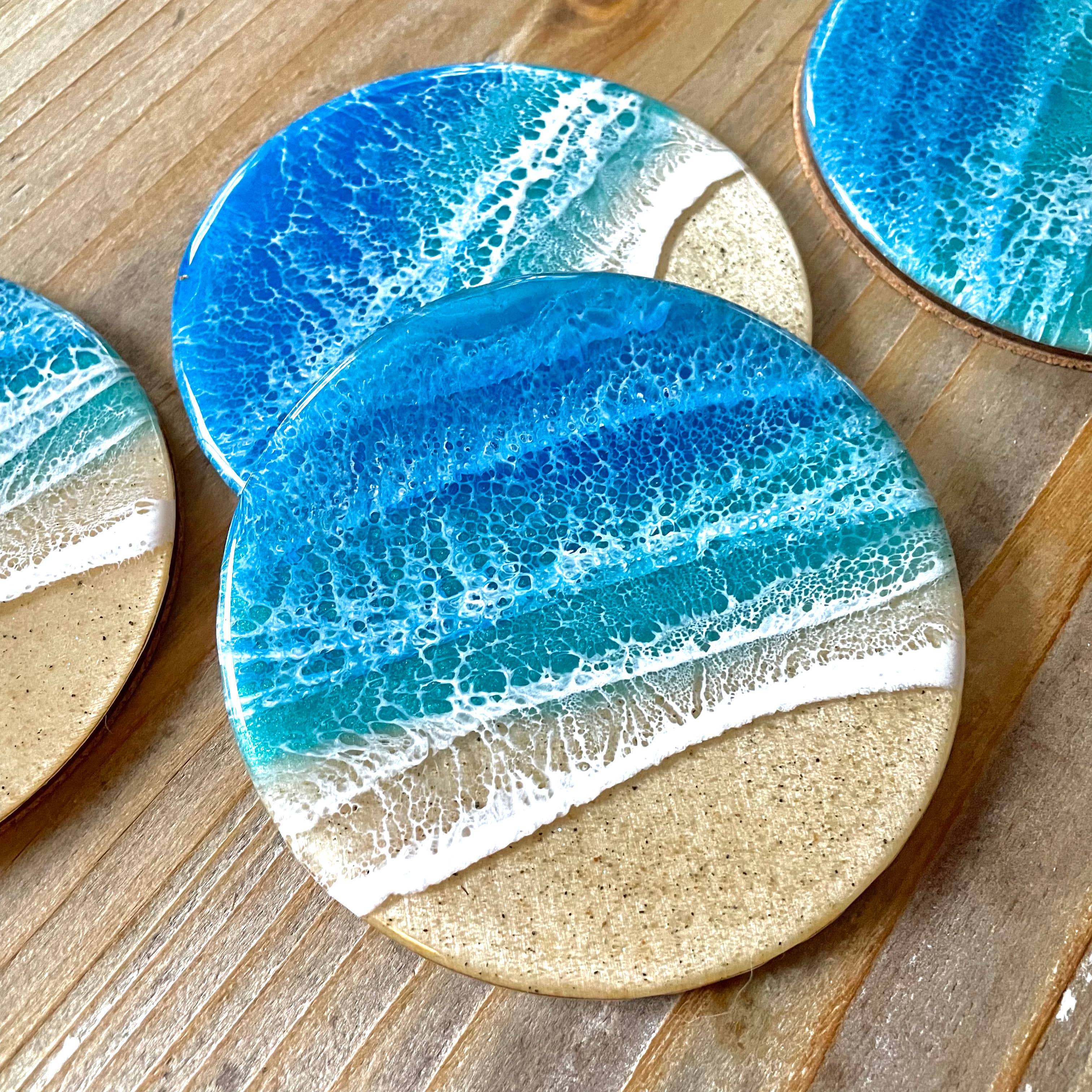 Ocean Wave Coaster Set (Set of 4) Sea Lion Studio