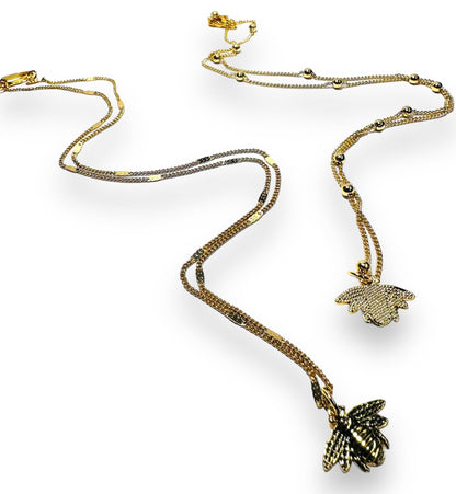 Stylish Golden Bee Necklaces by Uni-T with textured bee pendants and gold-filled chains, ideal for gifting or accessorizing with a nature motif.