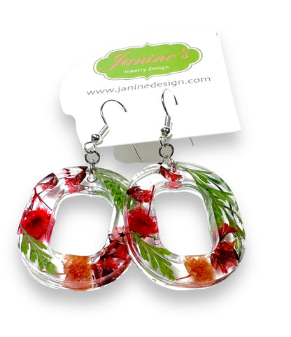Pressed Flower Earrings/Real Flower Earrings/Resin Flower-Uni-T Janine Design