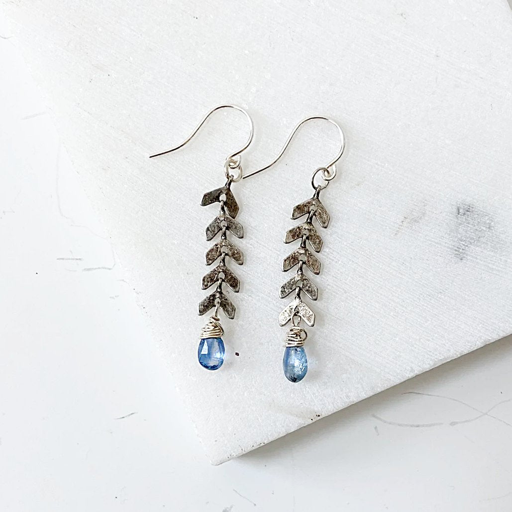 Kyanite Chevron Earrings, Chevron Earrings, Gemstone Earrings-Uni-T Janine Gerade