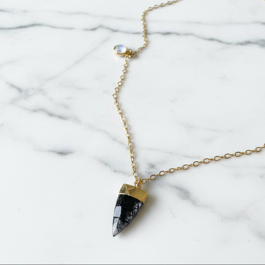 Rutile Quartz, Pearl 14K Gold Fill Necklace