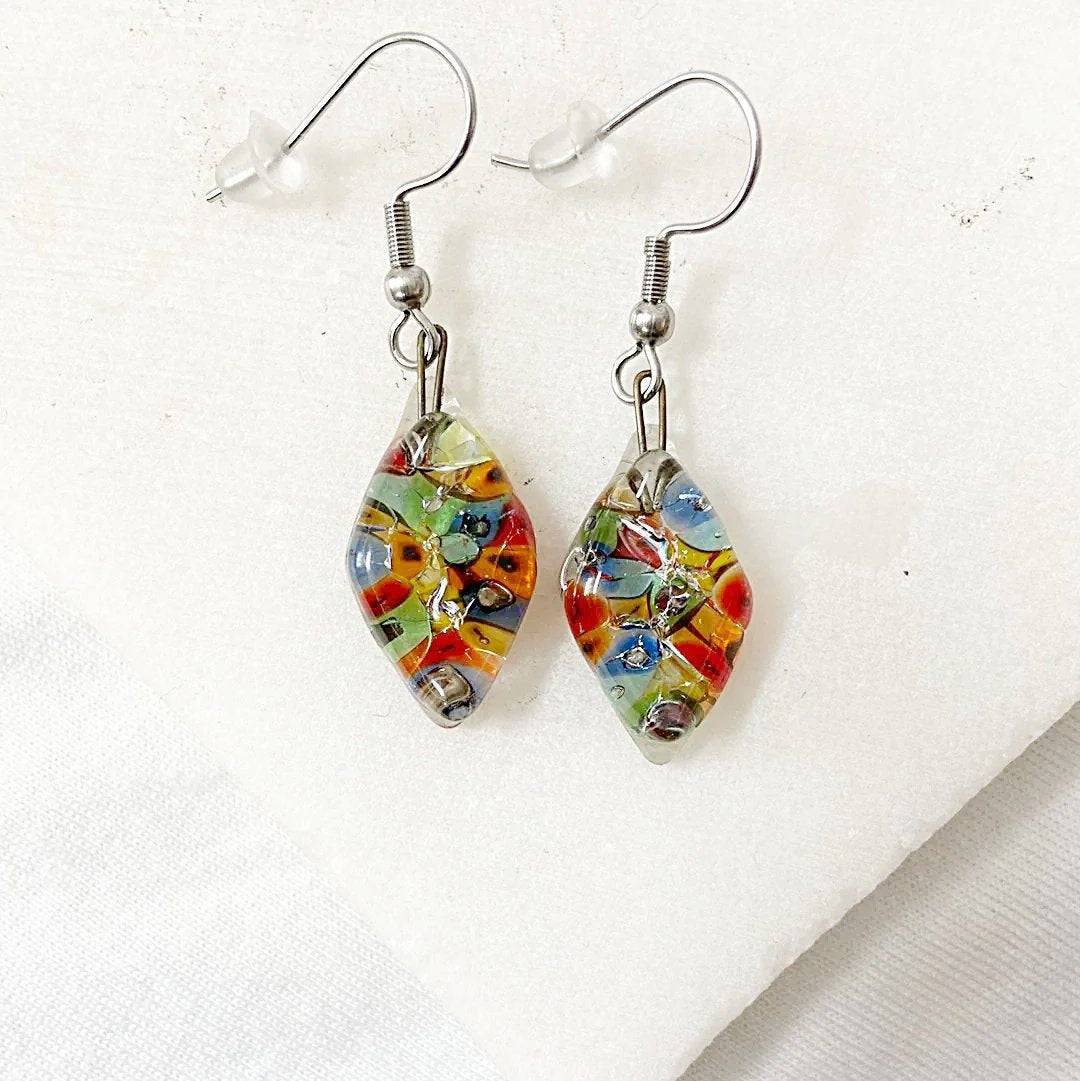 Recycled Fused Glass Earrings & Necklace Set Carolina Portillo