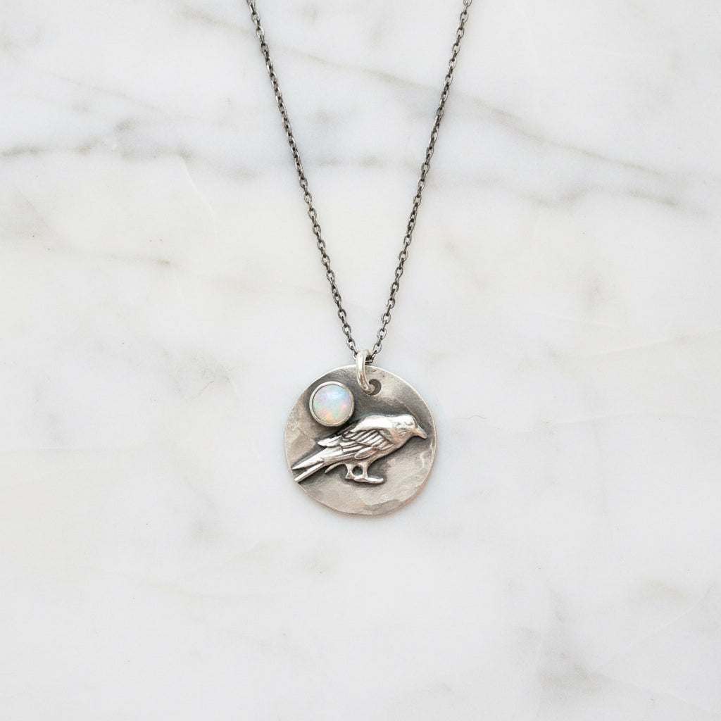 Crow Sterling Necklace