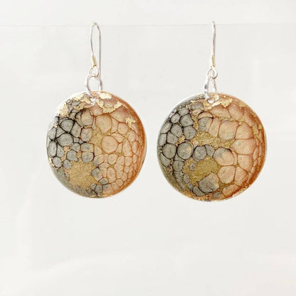 Gold and Silver Enamel Pendant Necklace & Earrings Set Sandrine Colson