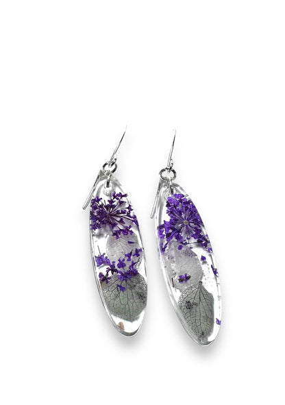 Pressed Flower Earrings/Real Flower Earrings/Resin Flower-Uni-T Janine Design