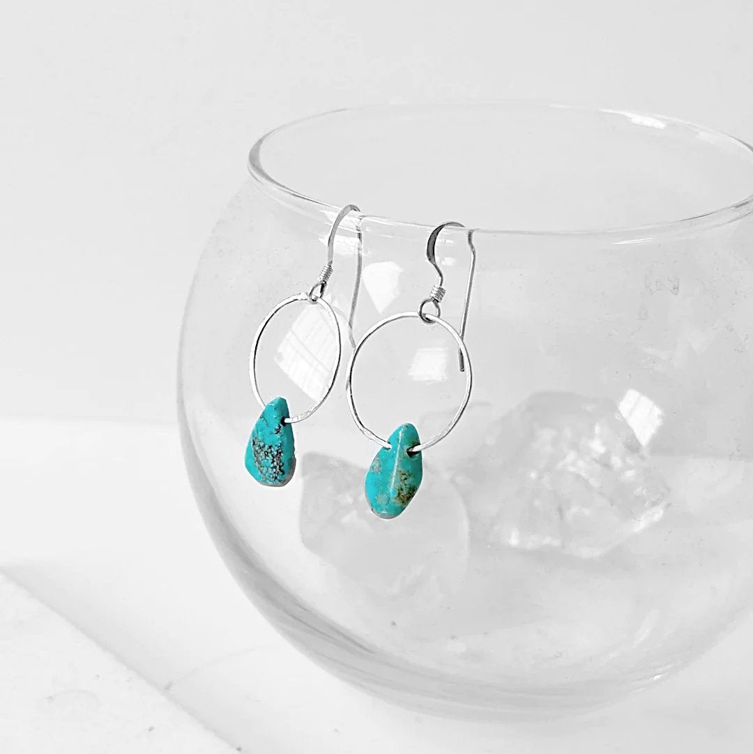 Turquoise Teardrop and Loop Earrings-Uni-T Janine Gerade