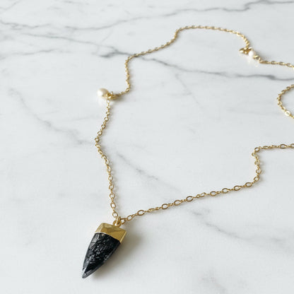 Rutile Quartz, Pearl 14K Gold Fill Necklace