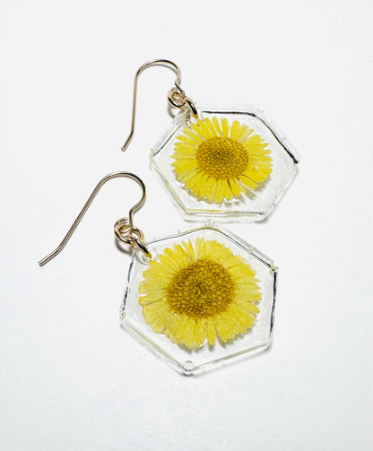 Pressed Flower Earrings/Real Flower Earrings/Resin Flower-Uni-T Janine Design