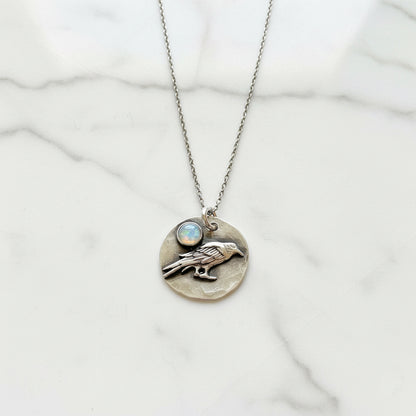 Crow Sterling Necklace