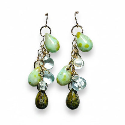 Aquamarine and Topaz Cascading Earring-UNI-T Janine Gerade