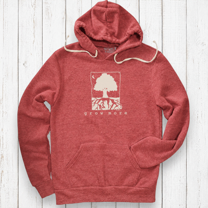 Brick-red heather hoodie flat lay.png