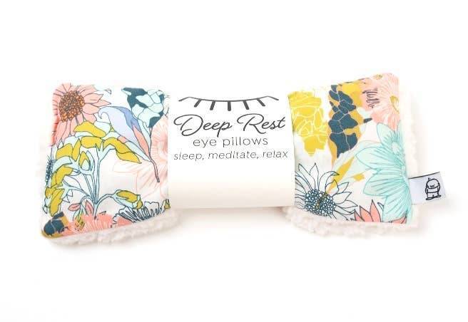 Deep Rest Eye Pillow - Weighted for Relaxation in Meadow floral print, ideal for sleep, meditation, and anxiety relief.