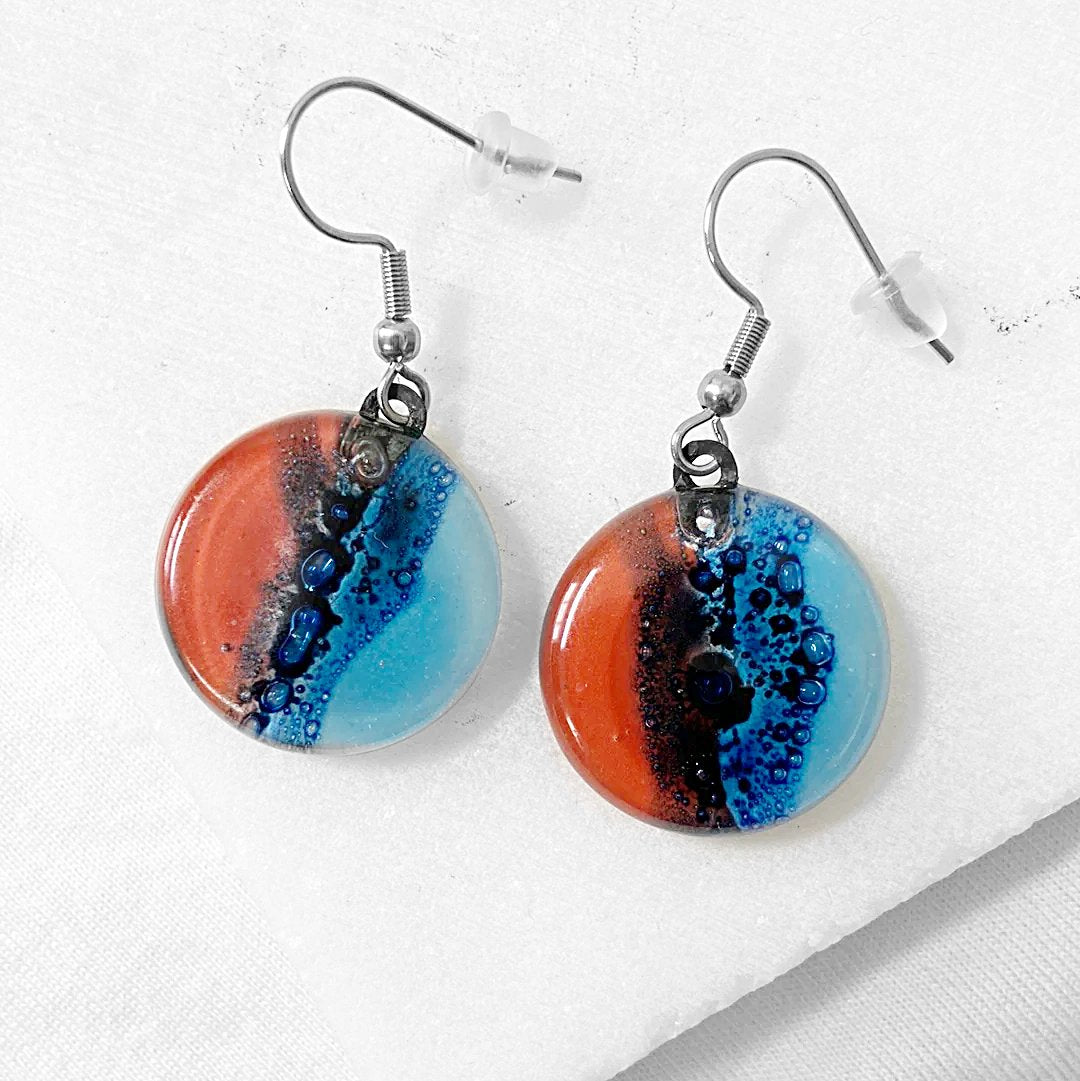 Recycled Fused Glass Earrings & Necklace Set Carolina Portillo