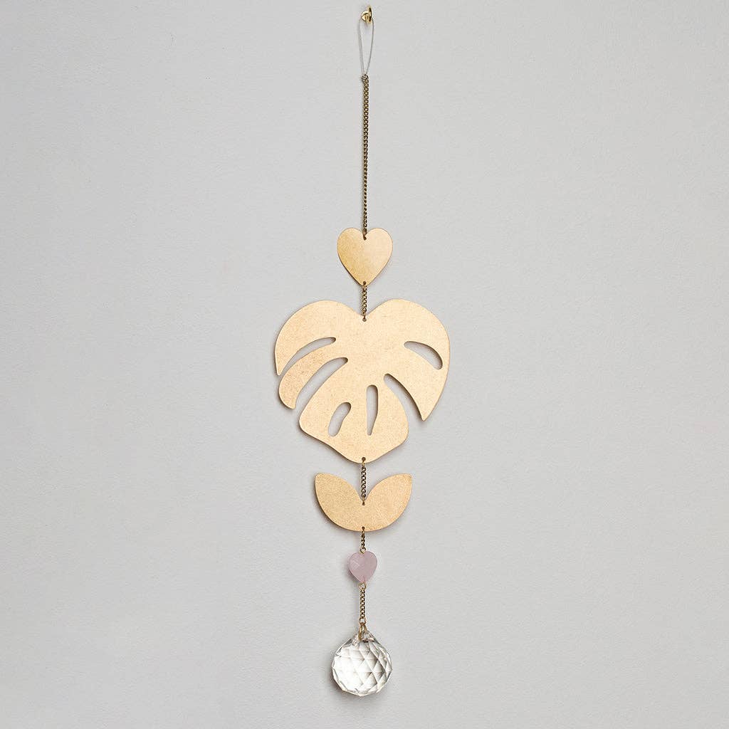 Suncatcher - Monstera Leaf/Rose Quartz