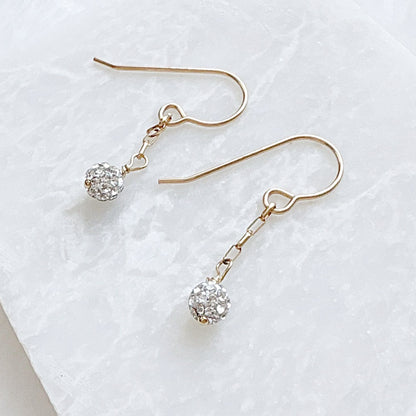 Sterling silver crystal dangle earrings with sparkling crystal ball accents