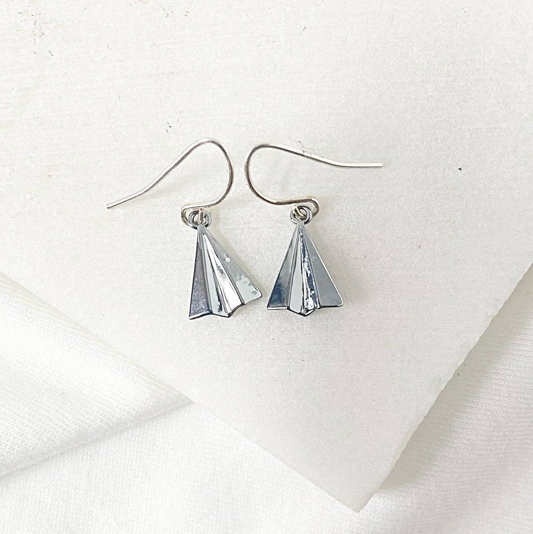 Paper Airplane Blue and Silver Necklace Regina McGearty