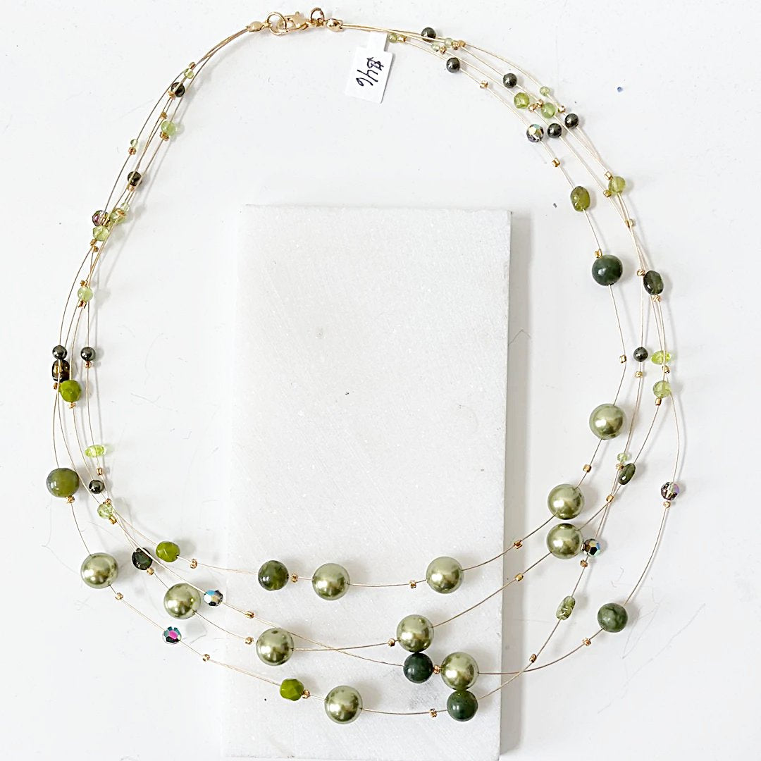 Real Gemstone Floating Galaxy Necklace in Green-Uni-T Janine Gerade