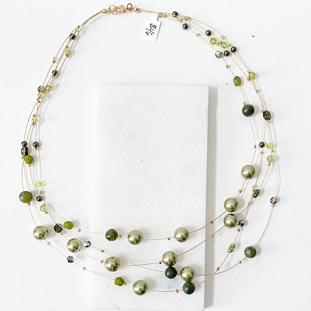 Real Gemstone Floating Galaxy Necklace in Green-Uni-T Janine Gerade