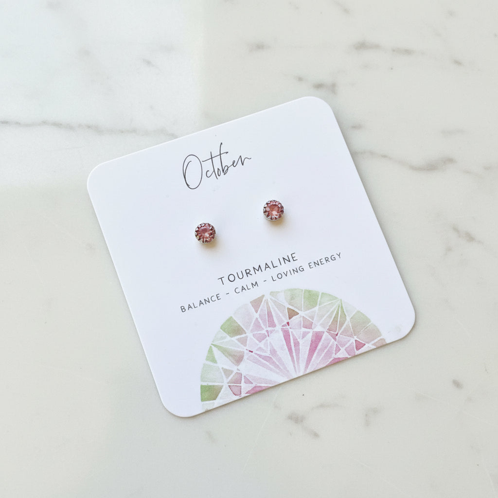 Birthstone Studs, October and December Birthstone Studs