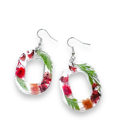 Pressed Flower Earrings/Real Flower Earrings/Resin Flower-Uni-T Janine Design