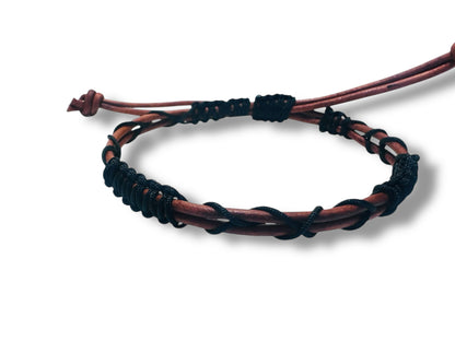 Men’s Leather Adjustable Bracelet, Men's Band Bracelet, Black Bracelet, Leather Bracelet