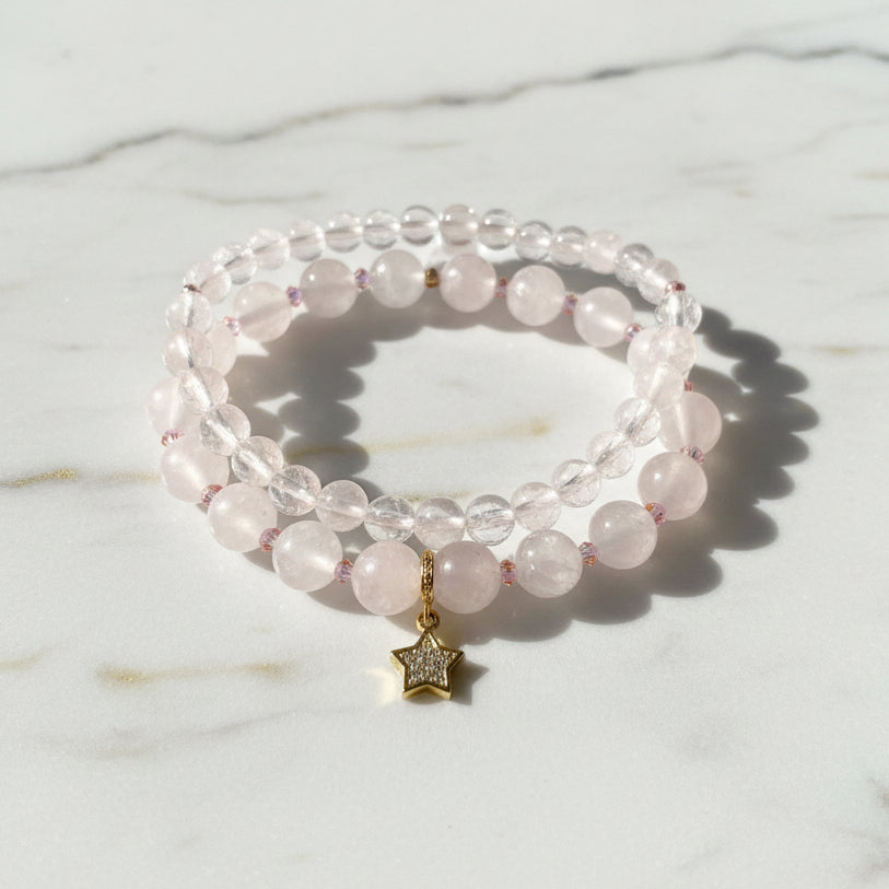 Rose Quartz Gemstone Stretch Bracelets - 5 mm