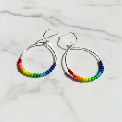 Colorful Beaded Hoop Earrings*