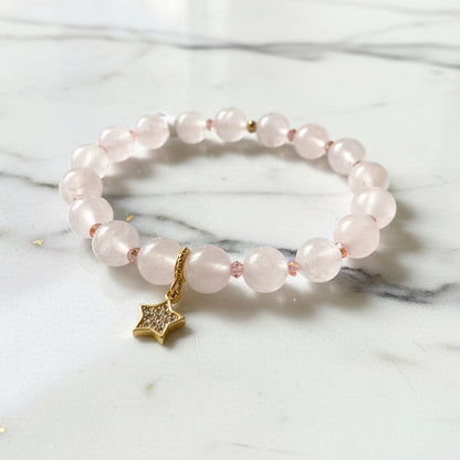 Rose Quartz Gemstone Stretch Bracelets - 5 mm