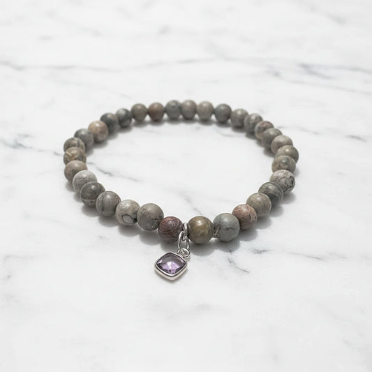 Zebra Jasper With Amethyst Charm***