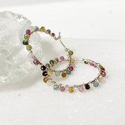 Tourmaline Drop Earrings, Tourmaline Hoops, Gemstone Hoops-Uni-T Janine Gerade